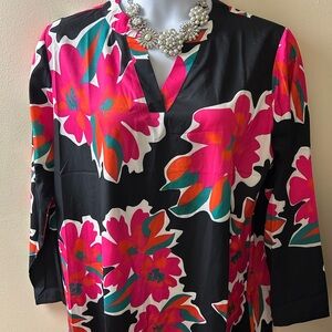 Floral Black and Pink Women's Top